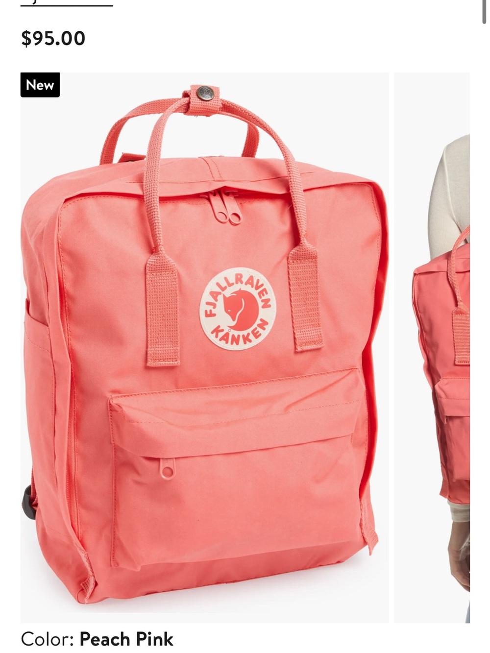 fjallraven kanken peach pink coral backpack